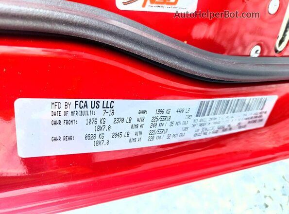 3C4NJCCB3JT488902 2018 JEEP COMPASS Red Widok naklejki z numerem VIN
