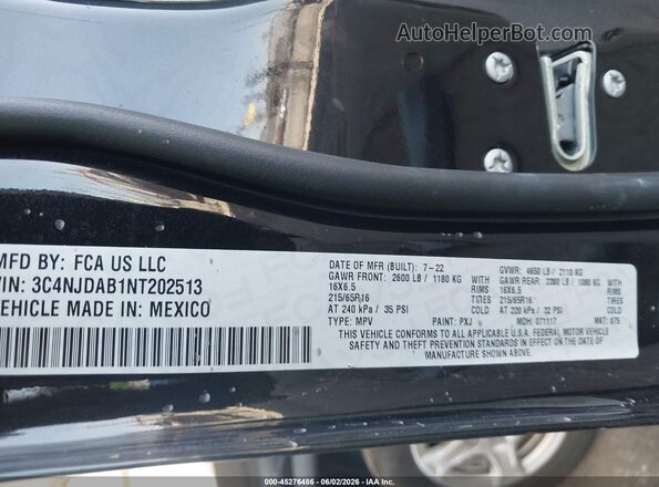 3C4NJDAB1NT202513 2022 JEEP COMPASS Черный Вид подкапотного пространства