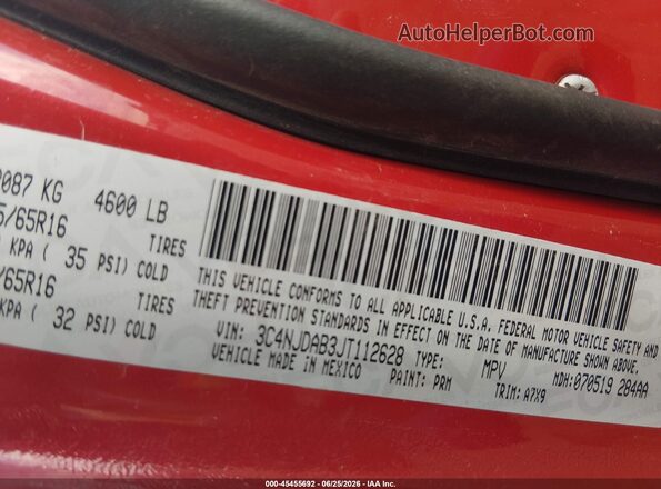 3C4NJDAB3JT112628 2018 JEEP COMPASS Red Vista del compartimento del motor