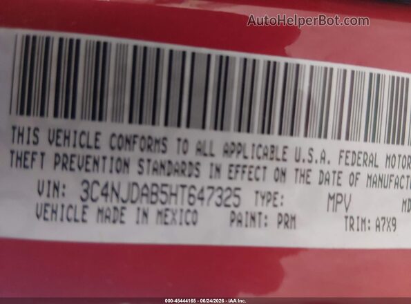 3C4NJDAB5HT647325 2017 JEEP NEW COMPASS Red Engine compartment view