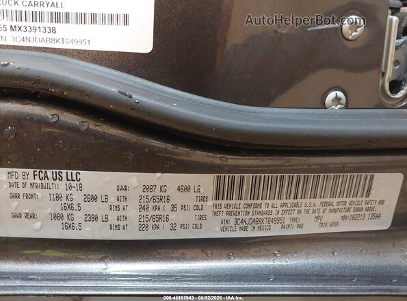 3C4NJDAB8KT649951 2019 JEEP COMPASS Gray Vista del compartimento del motor