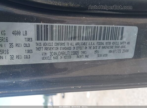 3C4NJDABXJT115865 2018 JEEP COMPASS Gray ძრავის განყოფილების ხედი
