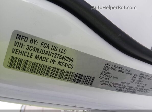 3C4NJDAN1ST540399 2025 JEEP COMPASS Белый Вид подкапотного пространства