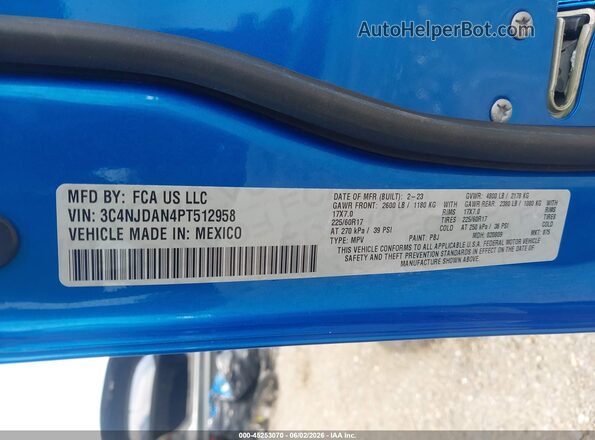 3C4NJDAN4PT512958 2023 JEEP COMPASS Blue Engine compartment view