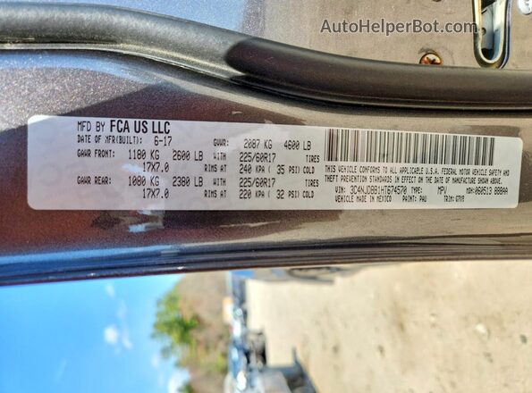 3C4NJDBB1HT674570 2017 JEEP COMPASS Gray VIN sticker view