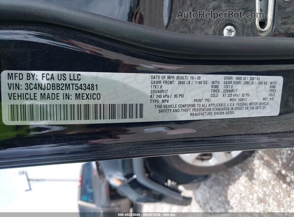 3C4NJDBB2MT543481 2021 JEEP COMPASS Черный Вид подкапотного пространства
