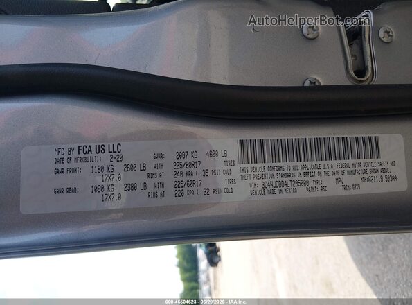 3C4NJDBB4LT205000 2020 JEEP COMPASS Gray ძრავის განყოფილების ხედი