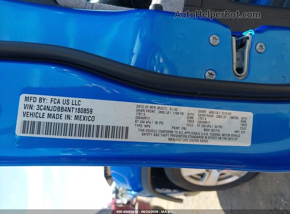 3C4NJDBB4NT180859 2022 JEEP COMPASS Blue ძრავის განყოფილების ხედი