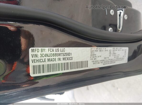 3C4NJDBB5MT525931 2021 JEEP COMPASS Black Вид підкапотного простору