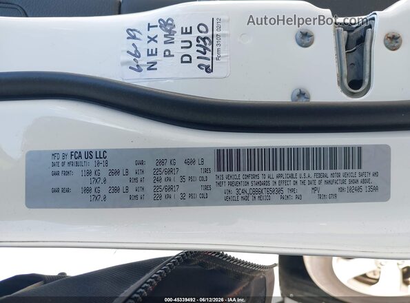 3C4NJDBB6KT650305 2019 JEEP COMPASS White ძრავის განყოფილების ხედი