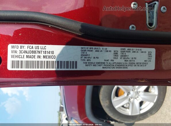 3C4NJDBB7NT181410 2022 JEEP COMPASS Red Widok komory silnika