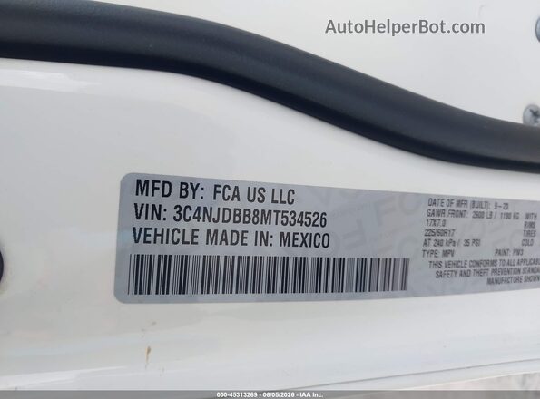 3C4NJDBB8MT534526 2021 JEEP COMPASS White Engine compartment view