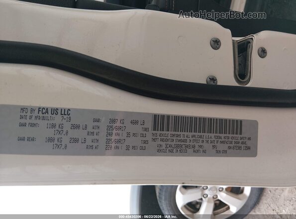 3C4NJDBB9KT849140 2019 JEEP COMPASS Белый Вид подкапотного пространства