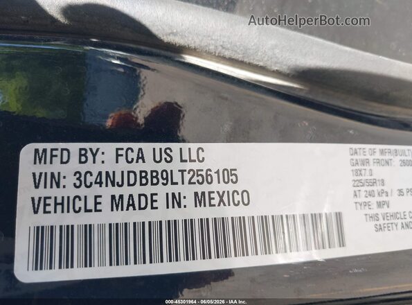 3C4NJDBB9LT256105 2020 JEEP COMPASS Black Շարժիչի բաժամունքի տեսք