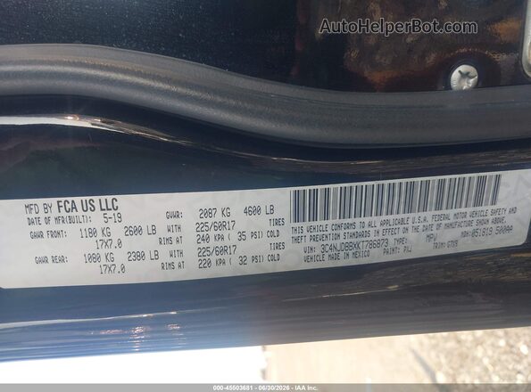 3C4NJDBBXKT786873 2019 JEEP COMPASS Black ძრავის განყოფილების ხედი