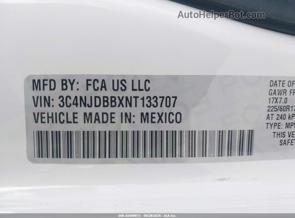 3C4NJDBBXNT133707 2022 JEEP COMPASS White Շարժիչի բաժամունքի տեսք