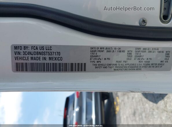 3C4NJDBN0ST537170 2025 JEEP COMPASS White ძრავის განყოფილების ხედი