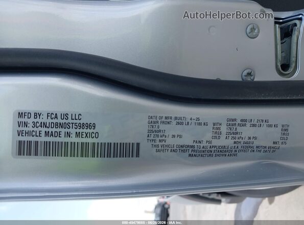 3C4NJDBN0ST598969 2025 JEEP COMPASS Silver Вид підкапотного простору