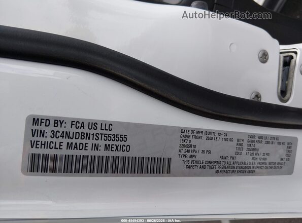 3C4NJDBN1ST553555 2025 JEEP COMPASS Белый Вид подкапотного пространства