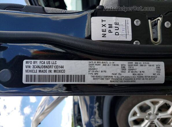 3C4NJDBN3RT133144 2024 JEEP COMPASS Black VIN კოდის სტიკერის ხედი