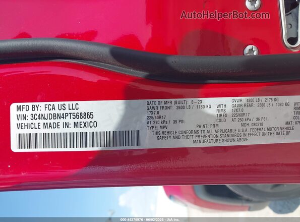 3C4NJDBN4PT568865 2023 JEEP COMPASS Red Շարժիչի բաժամունքի տեսք