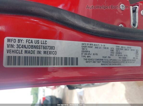3C4NJDBN6ST607383 2025 JEEP COMPASS Red Widok komory silnika