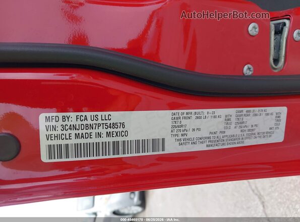 3C4NJDBN7PT548576 2023 JEEP COMPASS Red Engine compartment view