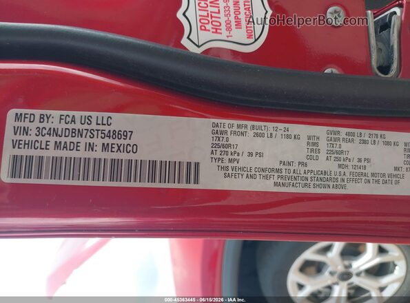 3C4NJDBN7ST548697 2025 JEEP COMPASS Red Շարժիչի բաժամունքի տեսք