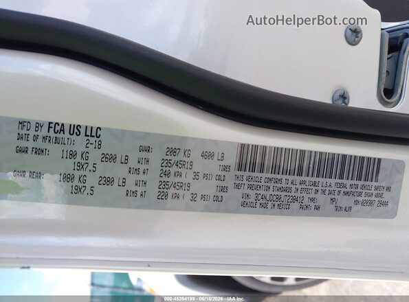 3C4NJDCB0JT238412 2018 JEEP COMPASS Белый Вид подкапотного пространства