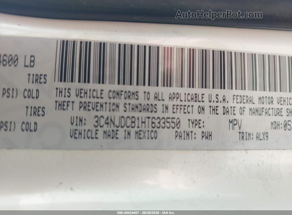 3C4NJDCB1HT633550 2017 JEEP NEW COMPASS White Engine compartment view