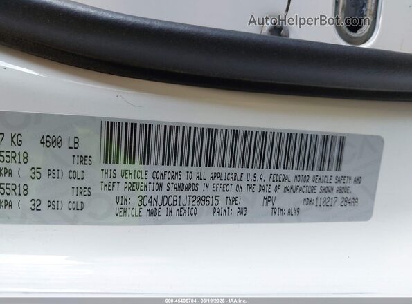 3C4NJDCB1JT209615 2018 JEEP COMPASS White ძრავის განყოფილების ხედი