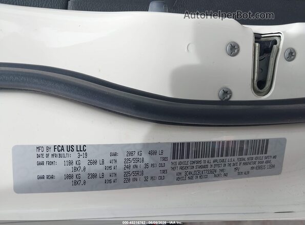 3C4NJDCB1KT733624 2019 JEEP COMPASS White ძრავის განყოფილების ხედი