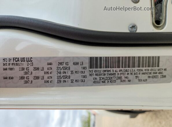 3C4NJDCB2KT712085 2019 JEEP COMPASS Белый Вид подкапотного пространства