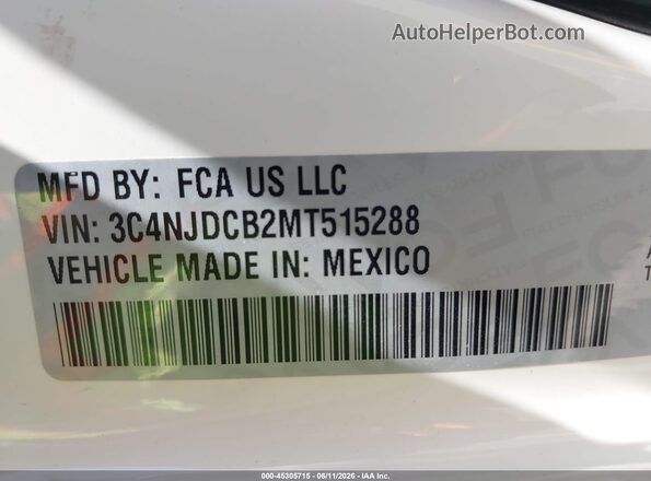 3C4NJDCB2MT515288 2021 JEEP COMPASS Белый Вид подкапотного пространства