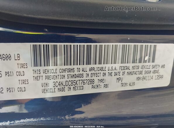 3C4NJDCB5KT767288 2019 JEEP COMPASS Blue Engine compartment view