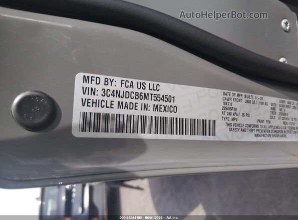 3C4NJDCB6MT554501 2021 JEEP COMPASS Серый 