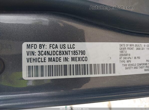 3C4NJDCBXNT185790 2022 JEEP COMPASS Gray 