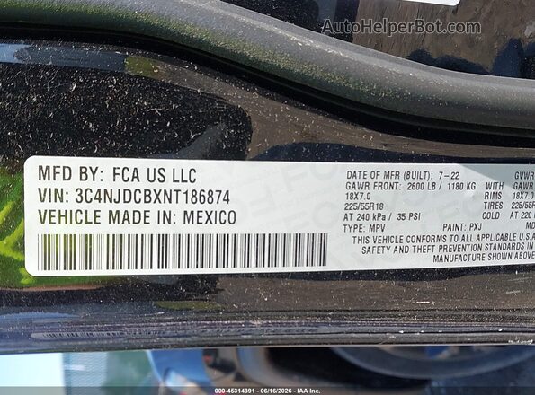 3C4NJDCBXNT186874 2022 JEEP COMPASS Black Engine compartment view