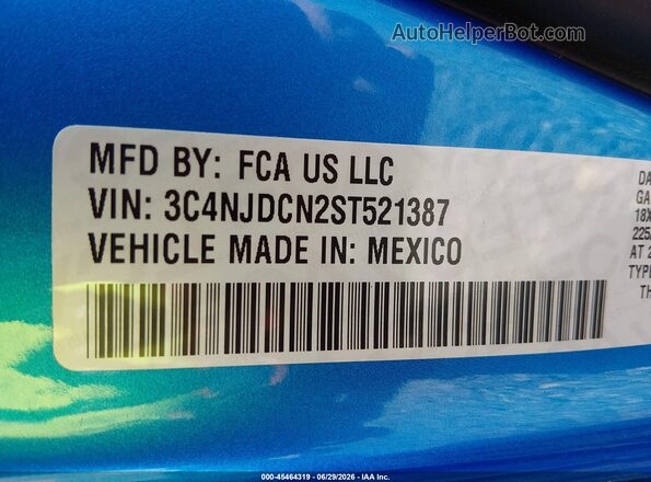 3C4NJDCN2ST521387 2025 JEEP COMPASS Blue Вид підкапотного простору