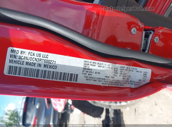 3C4NJDCN3RT600271 2024 JEEP COMPASS Red Շարժիչի բաժամունքի տեսք