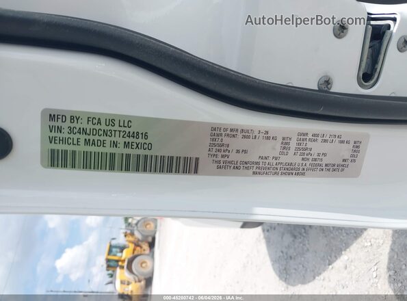 3C4NJDCN3TT244816 2026 JEEP COMPASS Белый Вид подкапотного пространства