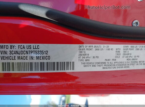 3C4NJDCN7PT533512 2023 JEEP COMPASS Red Engine compartment view