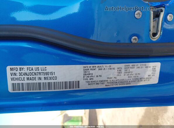 3C4NJDCN7RT590151 2024 JEEP COMPASS Blue Widok komory silnika