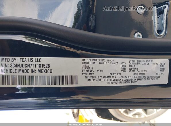 3C4NJDCN7TT181526 2026 JEEP COMPASS Black Engine compartment view