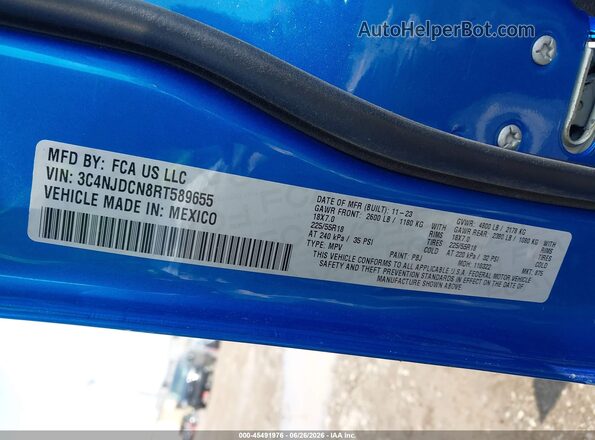 3C4NJDCN8RT589655 2024 JEEP COMPASS Blue Engine compartment view
