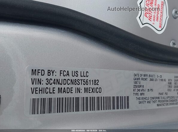 3C4NJDCN8ST561182 2025 JEEP COMPASS Silver Вид підкапотного простору