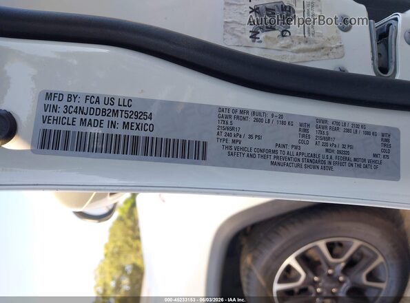 3C4NJDDB2MT529254 2021 JEEP COMPASS White ძრავის განყოფილების ხედი