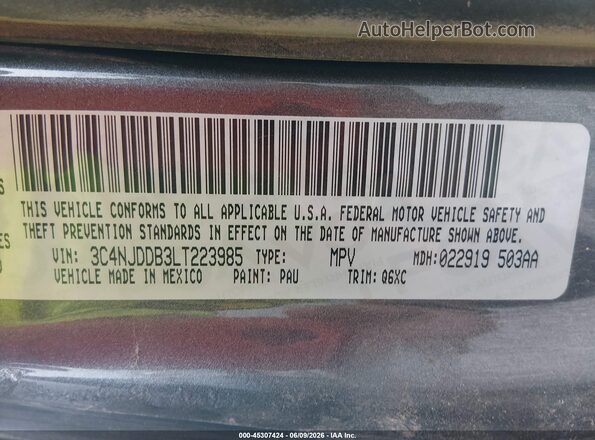 3C4NJDDB3LT223985 2020 JEEP COMPASS Pewter Вид підкапотного простору