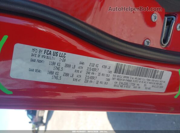 3C4NJDDB5LT177334 2020 JEEP COMPASS Red Widok komory silnika