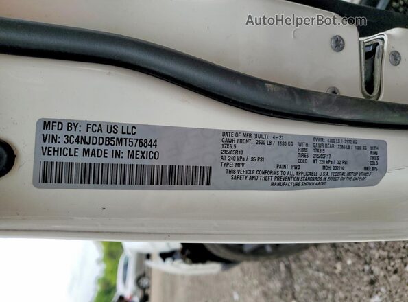 3C4NJDDB5MT576844 2021 JEEP COMPASS White Вид наклейки з VIN-кодом